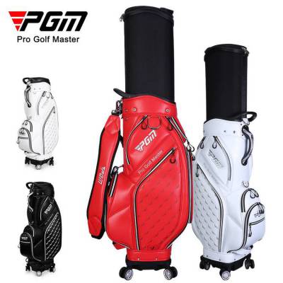 PGM***高尔夫球包 航空托运球包 万向四轮伸缩包超纤皮双球包帽