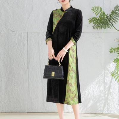 圣格娅秋冬丝绒连衣裙 中大淑专柜女装 服装尾货渠道