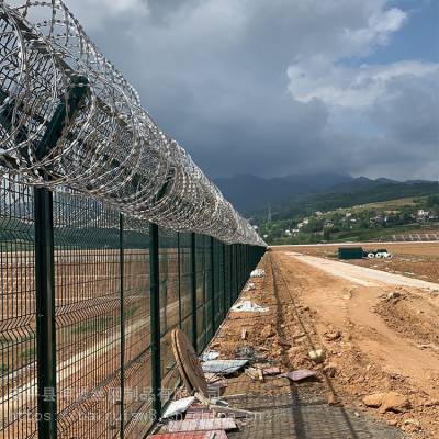 坤贤供应 飞机场隔离网 浸塑机场隔离网 防攀爬刺绳滚笼护栏
