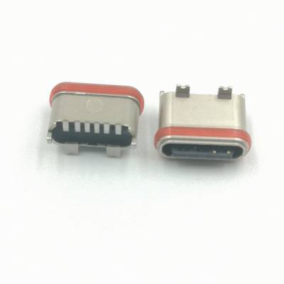 USB Type-c母座6P直立式贴板H=6.4防水款