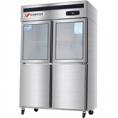 银都jbl0543四门双温d型冰箱玻璃门冷藏柜冷柜 全国联保原厂发货