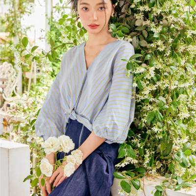 品牌女装MSLAN26夏文艺叠搭通勤上衣 女装尾货专供货源