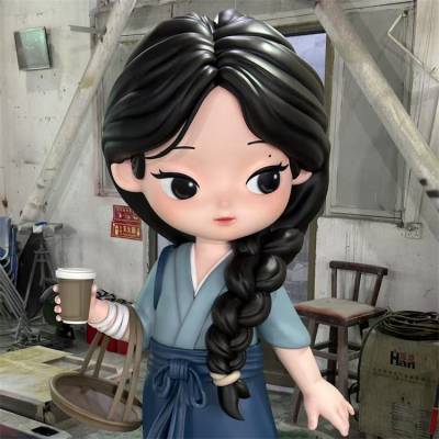 古代卡通人物雕塑 大型商场玻璃钢公仔形象门店装饰摆件