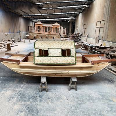江南水乡乌篷船景观装饰摄影拍照小木船定制