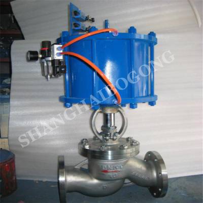 J641Y-25P 不锈钢气动法兰截止阀 气动切断截止阀 双作用气动截止阀 直行程单双作用 蒸汽气动截止阀