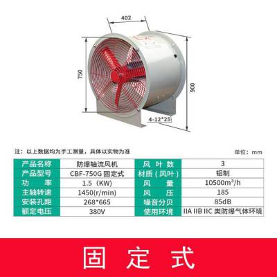工业风机CBF-600***通风机铝风叶防爆风机0.75KW管道式风机
