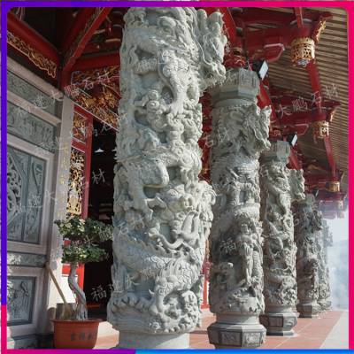 惠安石雕 寺庙龙柱雕刻 广场地标柱图片 石雕龙凤柱价格 可定做