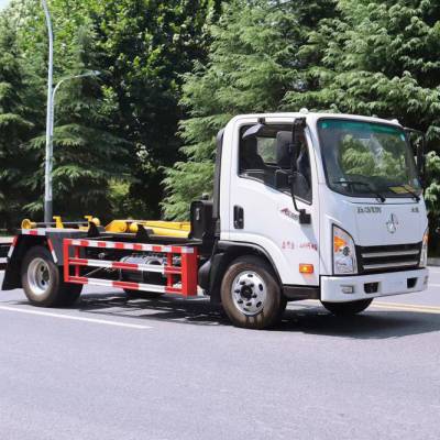 大运蓝牌6吨拉臂式垃圾车 手电两用液压建筑垃圾清运车