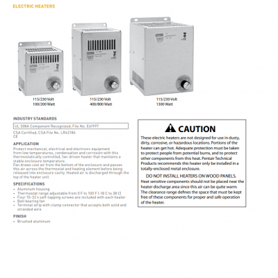 Hoffman霍夫曼品牌加热器，DAH4001B，400w，霍夫曼工业空调