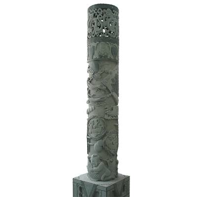 和之 近代山东石雕龙柱 设计图石柱子制作 雕刻图案多