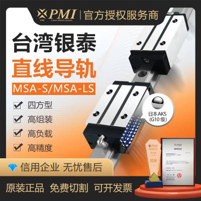 银泰PMI高负荷滚珠式直线导轨MSA15/20/25S系列滑块N级精度