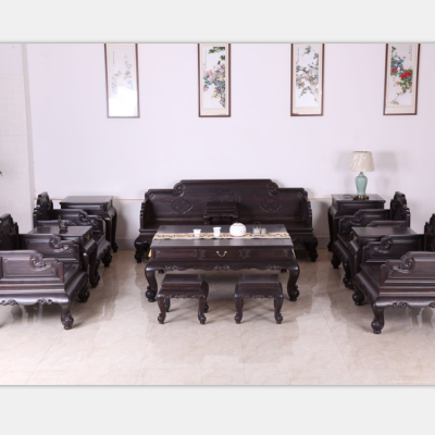 小户型红木客厅家具 紫光檀新中式6件套沙发配套批发