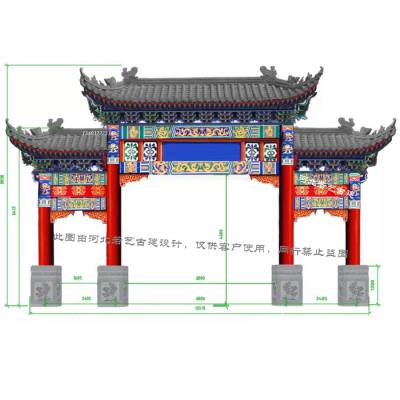 供不应求木结构牌坊设计 八柱牌楼 牌楼模型施工