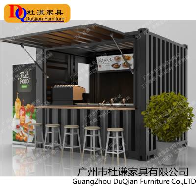咖啡厅展示柜台快餐零售亭泡沫茶商店设计与木制售卖亭出售