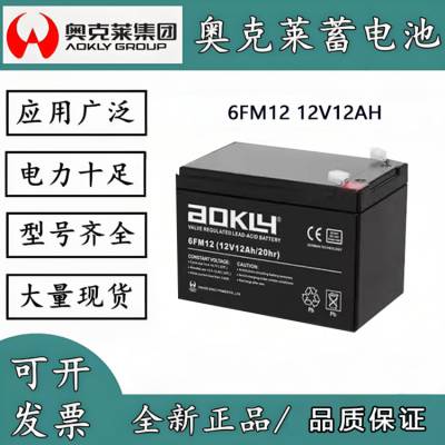 AOKLY奥克莱蓄电池6FM12 12V12AH 铅酸固定式消防应急照明EPS电源