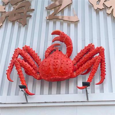 玻璃钢螃蟹雕塑 海鲜餐厅门口螃蟹牌子雕塑挂件 仿真玻璃钢雕塑