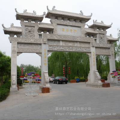 仿古石牌坊 寺庙古建石雕牌坊 花岗岩石牌楼坚固耐用