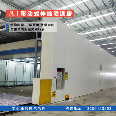 电动移动喷漆房 多功能环保伸缩打磨房 大型钢结构工业烤漆房