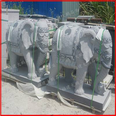 生产石雕石象 寺庙园林景观动物 十二生肖石头摆设 可定做 六齿大象