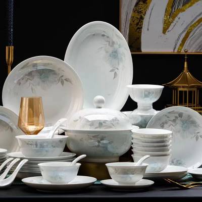 合元家用碗筷 陶瓷餐具 北欧盘子吃饭碗 2023新款餐具组合