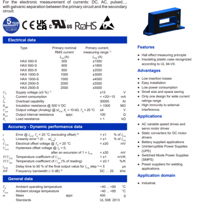 HAX 2000-S LEM ķ HAX 2000-S/SP19 HAX1000-S