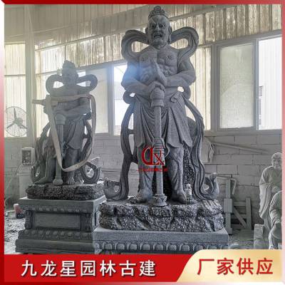 花岗岩人物 哼哈二将雕塑图片 专注石雕佛像制作 九龙星