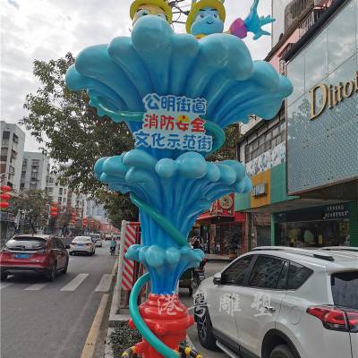深圳街道消防安全宣传造型雕塑玻璃钢消防主题人像小品雕塑