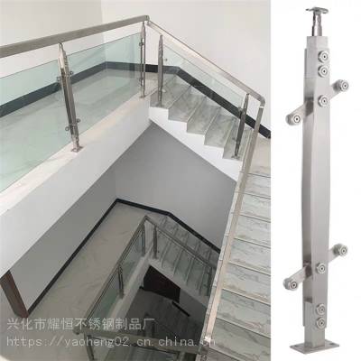 玻璃走廊楼梯立柱 商业区户外栏杆 玻璃楼梯护栏850/1100MM