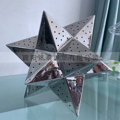 五角星不锈钢雕塑桌面书架物件摆放多角星304镂空镜面不锈钢