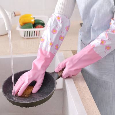 加长加绒洗碗手套批发家用防水洗衣服加厚长款手套家务刷碗