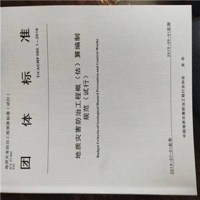 地质灾害***工程预算定额T/CAGHP 065.2-2019地质灾害***工程工程量清单计价规范