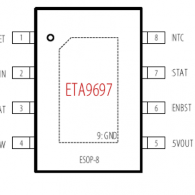 TWS钰泰ETA9697超级低功耗1uA+PMU集成16V耐压线性充电和5V升压转换器