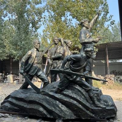 铁道游击队人物雕像 玻璃钢游击队抗日战士雕塑摆件