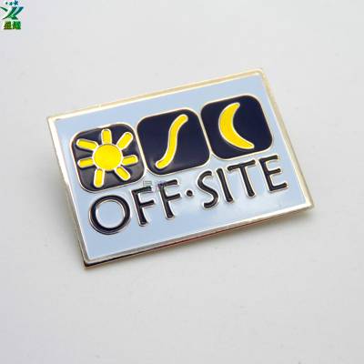 OFF SITE徽章定制烤漆入色合金方型几何胸章定制工厂直销