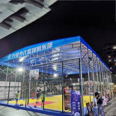 天津地区篮球场蓬 活动推拉篷 电动悬空雨棚 立柱悬空固定雨蓬