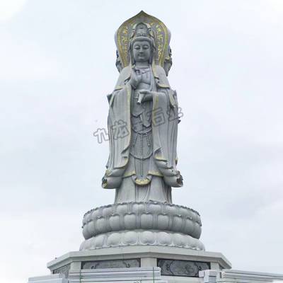 石雕三面观音 漳州寺庙三面观音石像案例展示