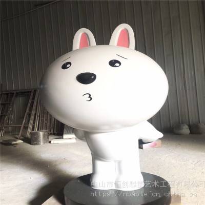 拍照合影公仔雕塑摆件 玻璃钢卡通定做厂家 恒创雕塑 欢迎来电