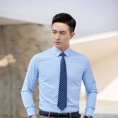 跨境轻薄弹力大码男士衬衫免烫抗皱长袖衬衣亚马逊开衫长袖衬衫男