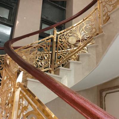 杭州铜楼梯扶手镀金铜扶手厂家 欧式楼梯扶手厂