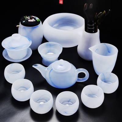 定制琉璃玉茶杯 墨蓝玉瓷茶壶海碗套装家用功夫茶具琉璃泡茶碗