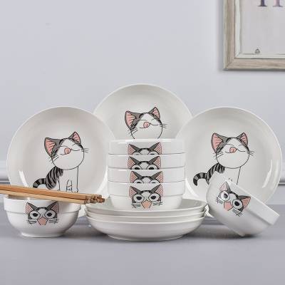 定制碗碟筷盘套装 家用日式陶瓷高颜值餐具可加图案