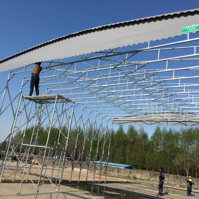 电动推拉活动雨棚 户外篮球场遮阳蓬 采用阻燃布 定制定做