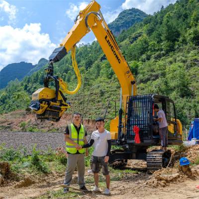 全回转式 挖掘机改装大型伐木机 林场采伐自动液压割树机