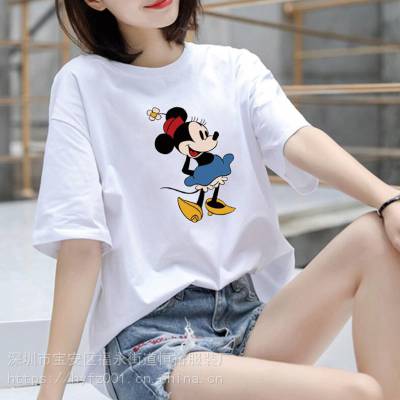 青海海东循化农村赶集地摊服装货源韩版休闲宽松版T恤螺蛳湾广告衫批发