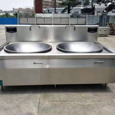 江苏苏州电磁灶批发 学校食堂工厂饭堂炒菜电磁大锅 双炉头电灶