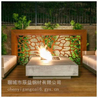 辰益 Q235NH耐候钢板 激光加工图案_风景_画像_字体文案 外表做锈色