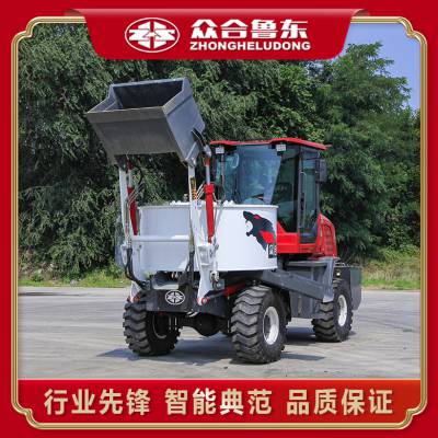 众合鲁东一体式2方型自动上料朝天锅透水混凝土搅拌车