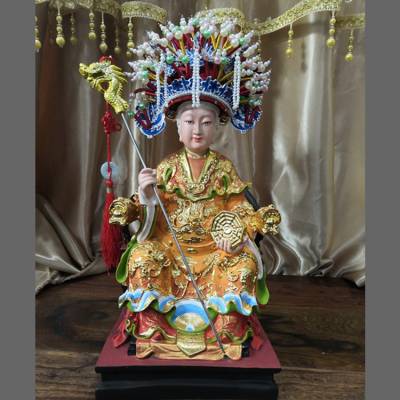 白玉奶奶神像泥塑 彩绘贴金三奶奶 三霄娘娘佛像 白云菩萨神像 白衣