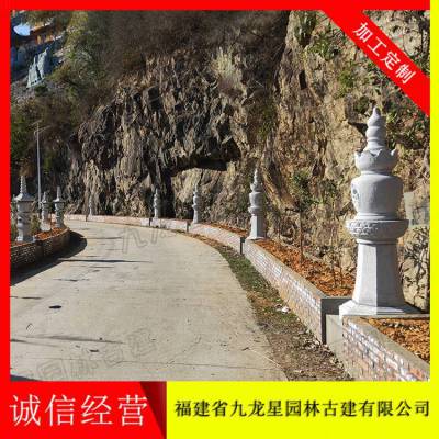 石雕塔 花岗岩石雕佛塔 寺庙入口道路两旁景观摆设