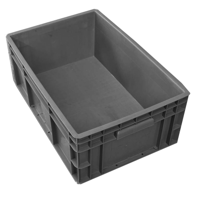 自动化生产不带盖可加防尘帘塑料灰色箱周转箱